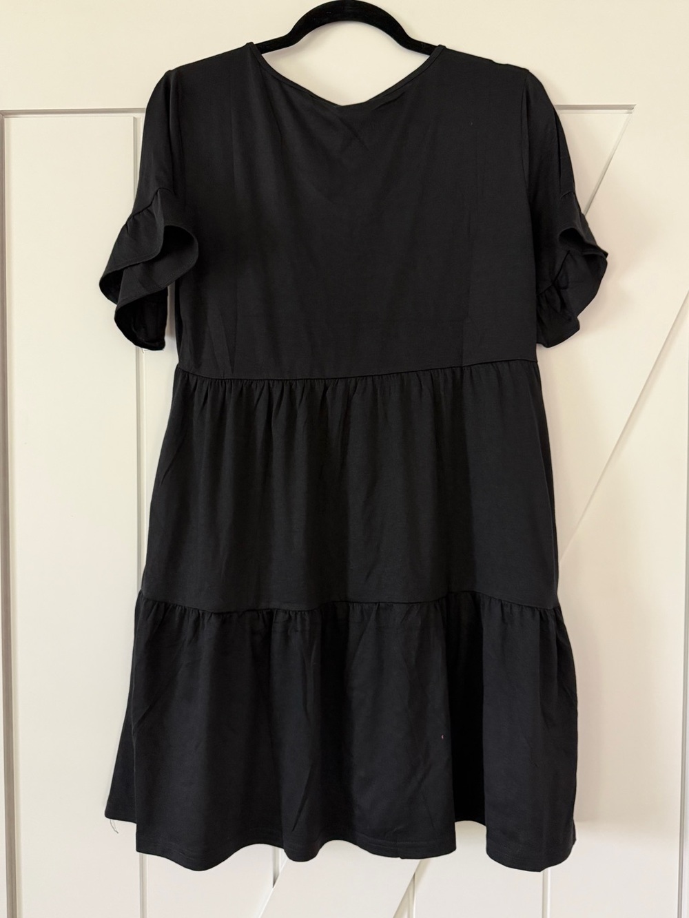 ANRABESS V Neck Ruffle Sleeve Tiered Mini Dress with Pockets - Picture 9 of 9